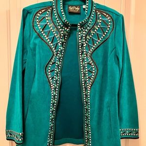 Bob Mackie Emerald Green Wearable Art Jacket